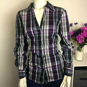 Striped button down top